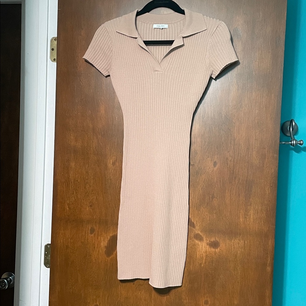Love Tree Ribbed Knit Top in Blush
